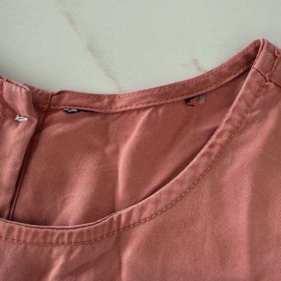 Sustainable Boxy Tencel Top S Pink Cuff Sleeve Button Back Tie Front Minimalist - Picture 6 of 12